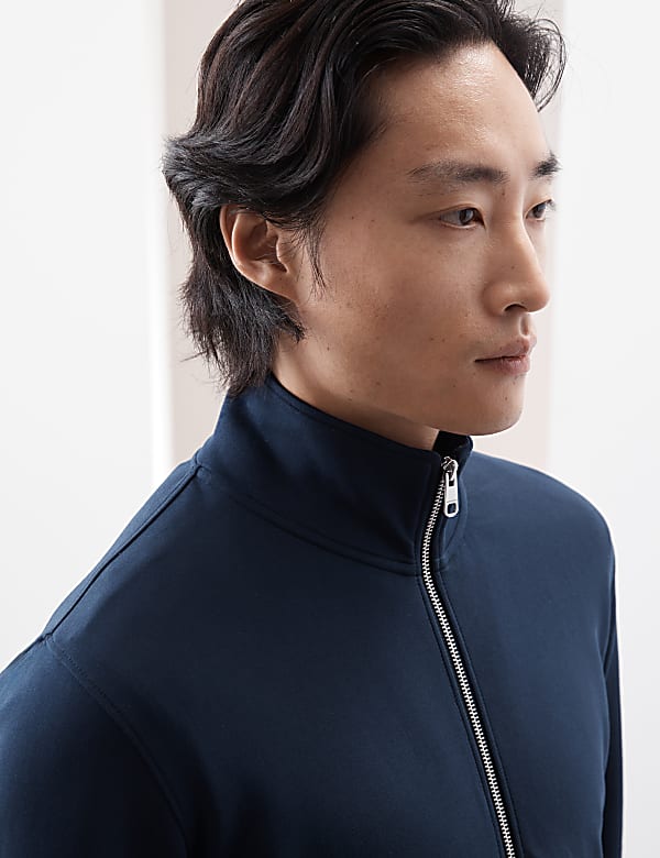 Cotton Rich Zip Up Funnel Neck Jacket