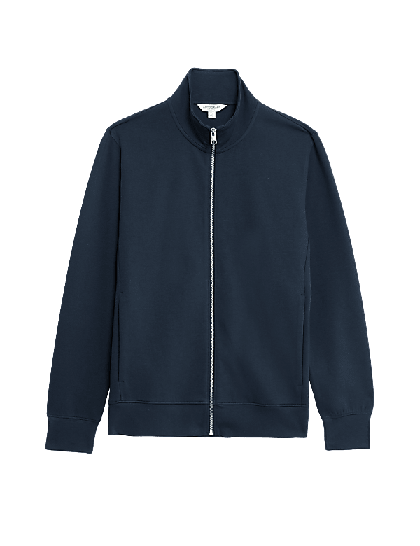 Cotton Rich Zip Up Funnel Neck Jacket