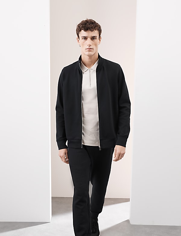 Cotton Rich Zip Up Funnel Neck Jacket