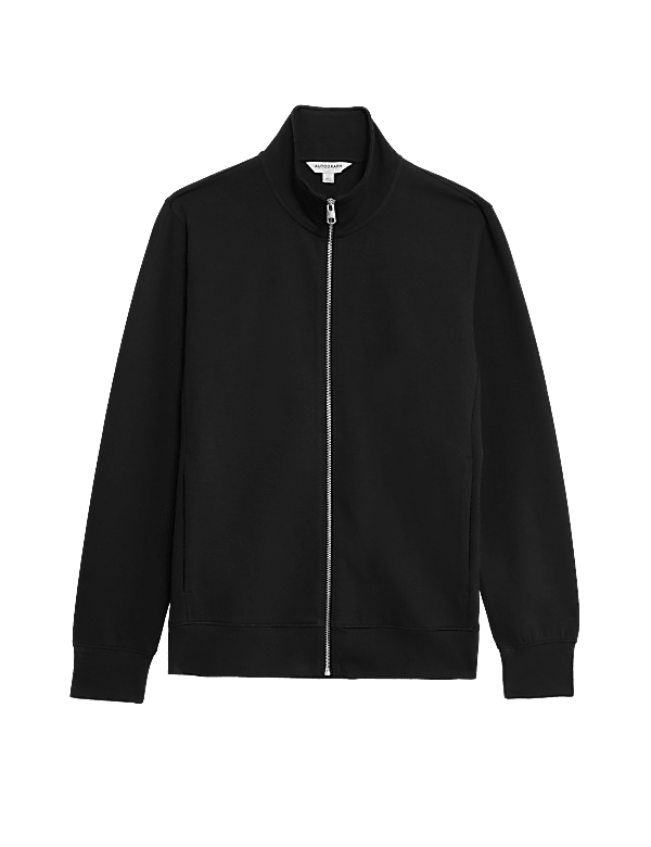 Cotton Rich Zip Up Funnel Neck Jacket