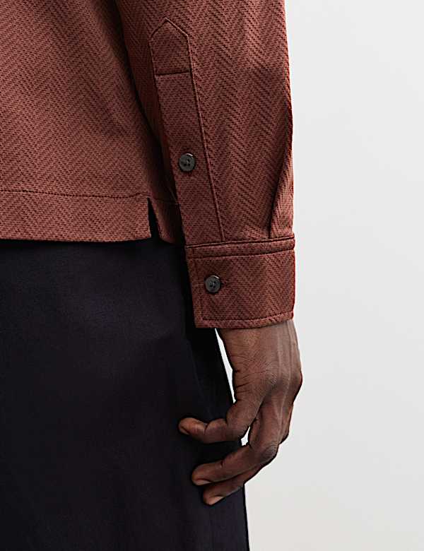 Polo 100 % coton texturé à manches longues - FR