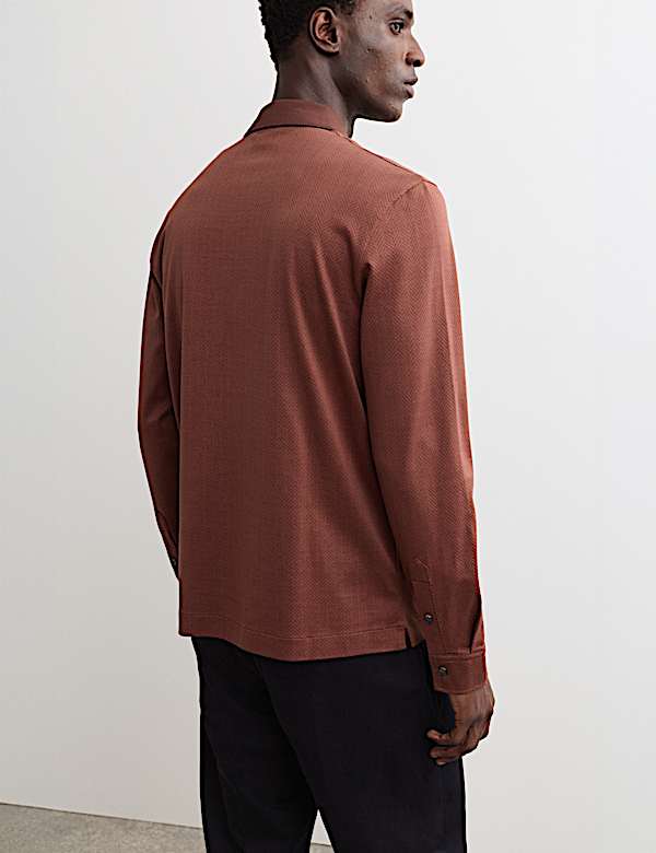 Polo 100 % coton texturé à manches longues - FR