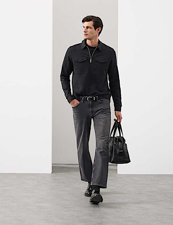 Cotton Rich Half Zip Sweatshirt - NO