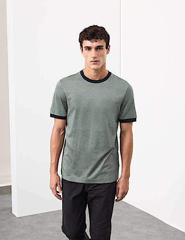 Pure Cotton Geometric Jacquard T shirt