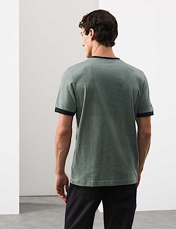 Pure Cotton Geometric Jacquard T shirt