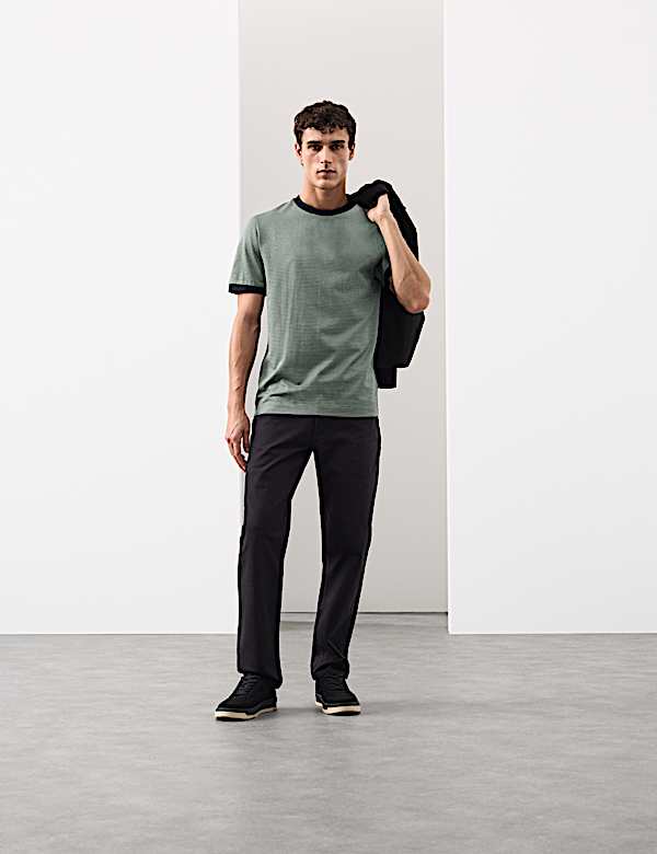 Pure Cotton Geometric Jacquard T shirt