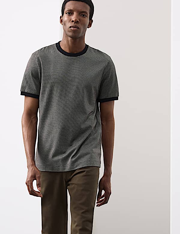 Pure Cotton Geometric Jacquard T shirt - NZ