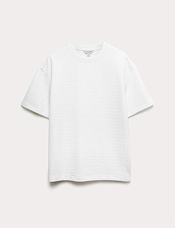 חולצת טי ג'קארד מבד סקובה עשיר בכותנה - IL