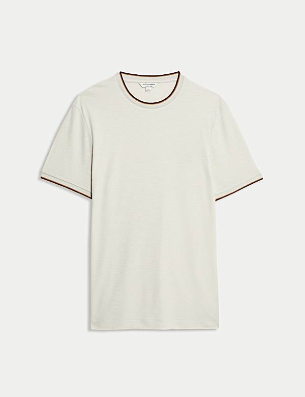 Linen Blend Crew Neck T-Shirt - CH