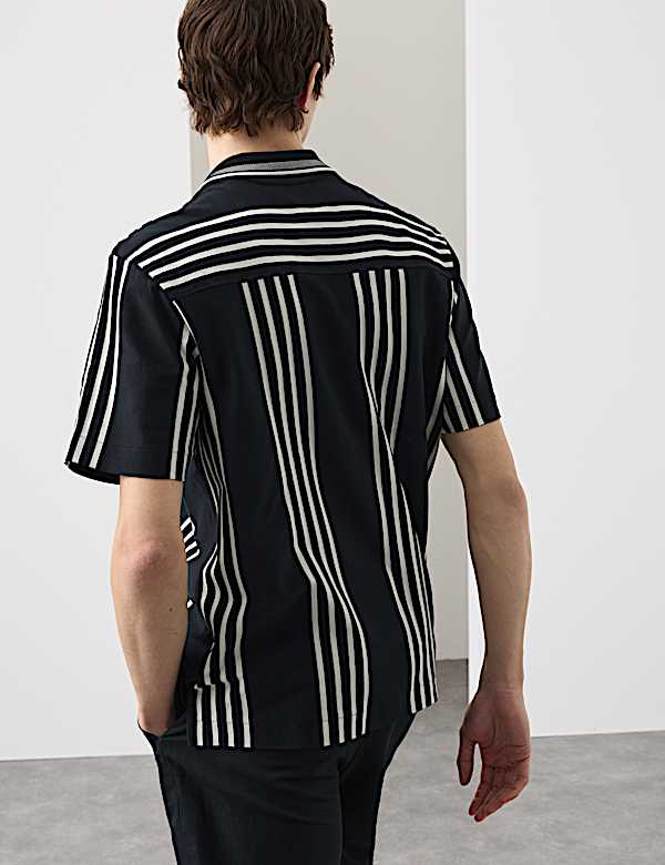 Pure Cotton Textured Revere Polo Shirt