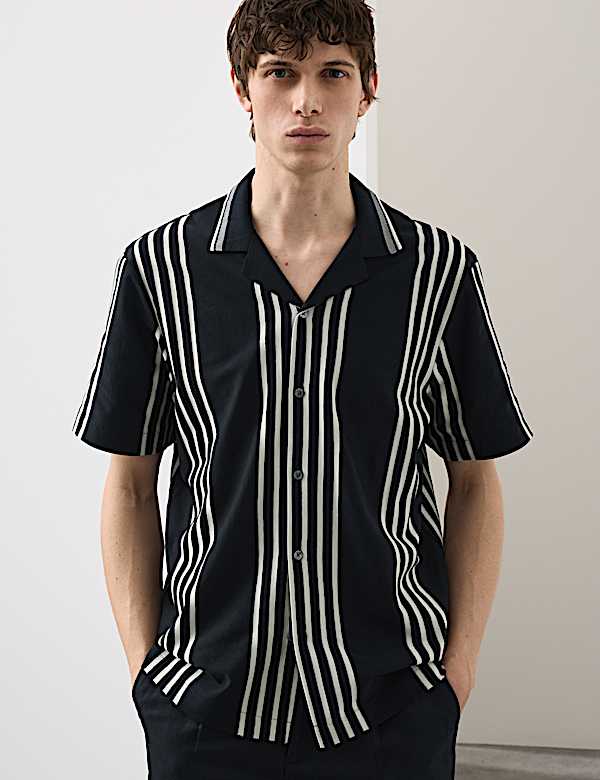 Pure Cotton Textured Revere Polo Shirt