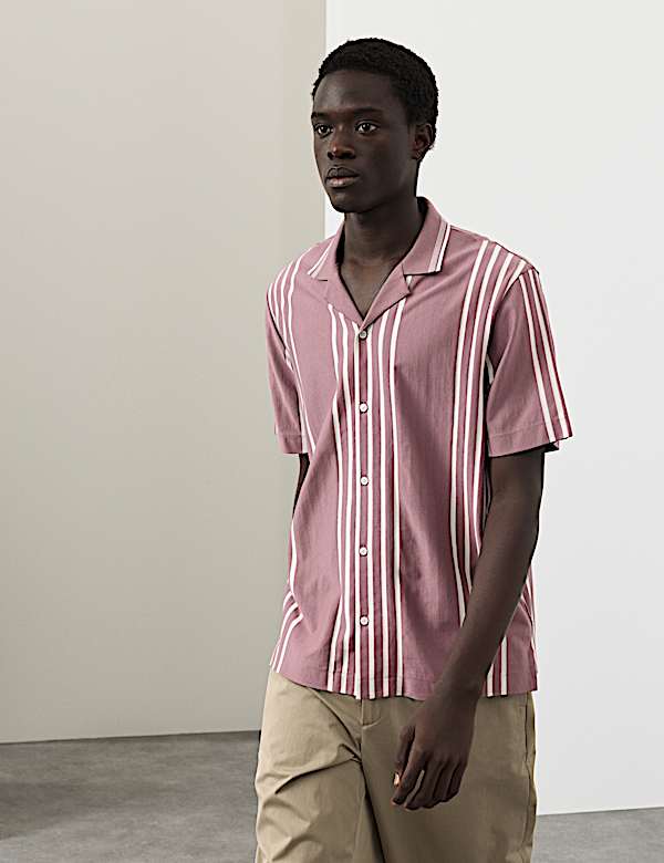 Pure Cotton Textured Revere Polo Shirt