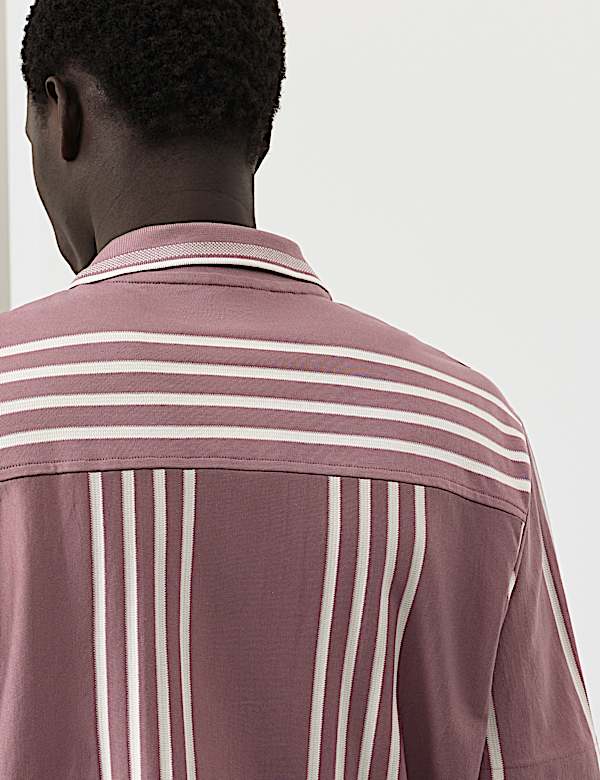 Pure Cotton Textured Revere Polo Shirt