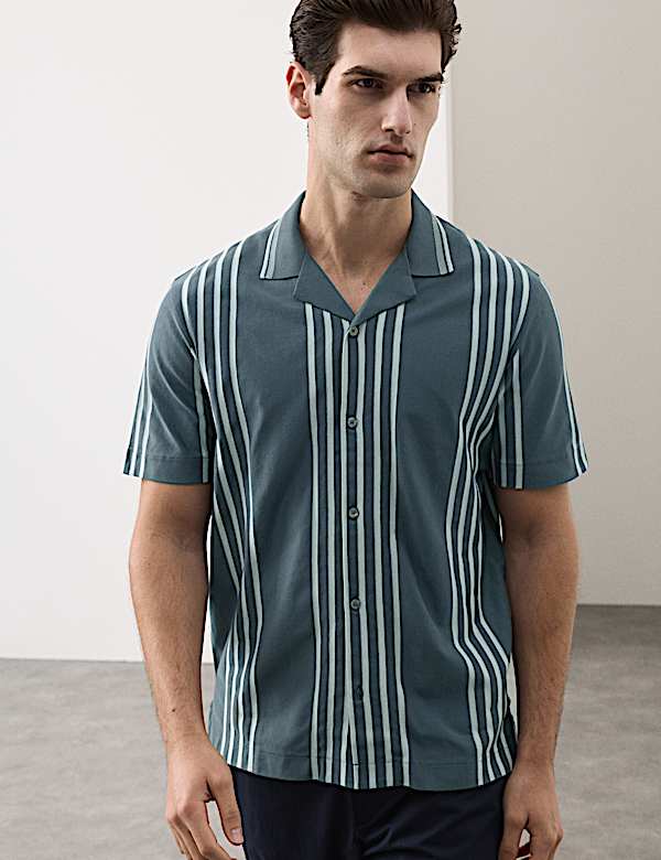 Pure Cotton Textured Revere Polo Shirt