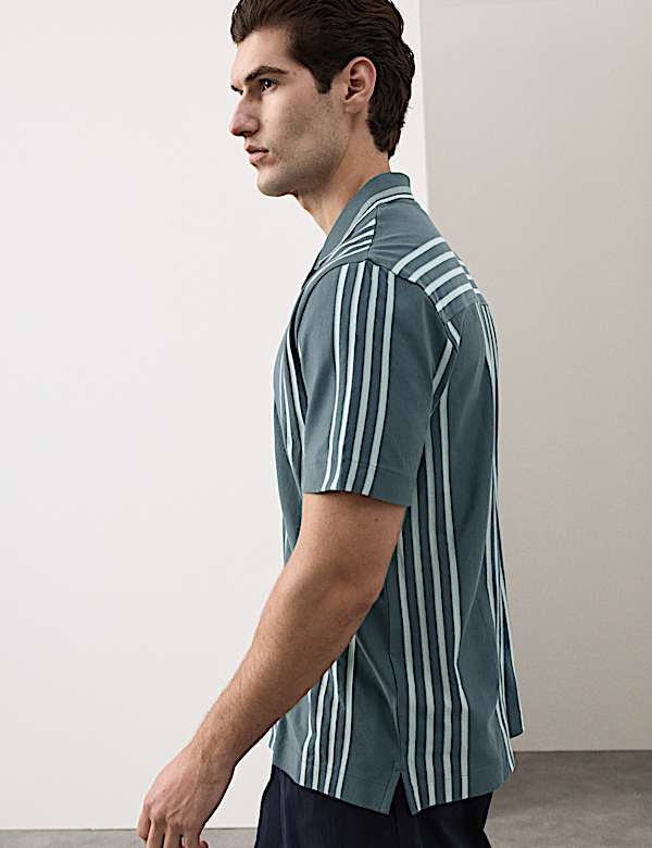 Pure Cotton Textured Revere Polo Shirt