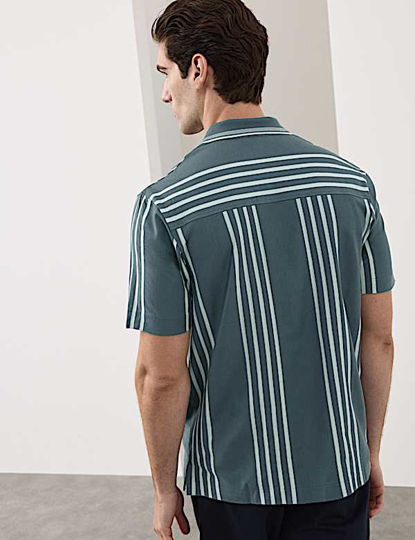 Pure Cotton Textured Revere Polo Shirt