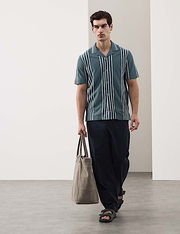 Pure Cotton Textured Revere Polo Shirt