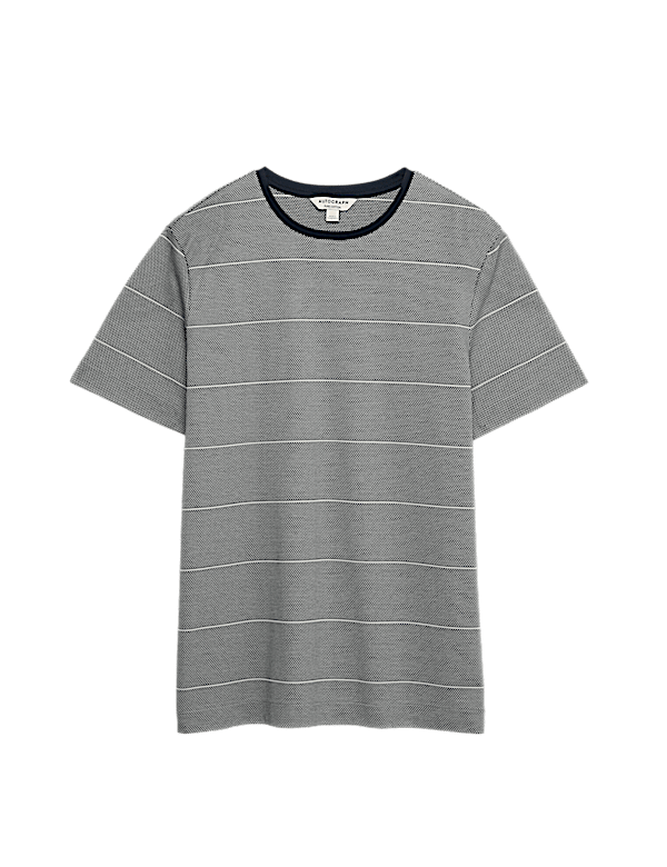 Pure Cotton Textured Striped T-Shirt