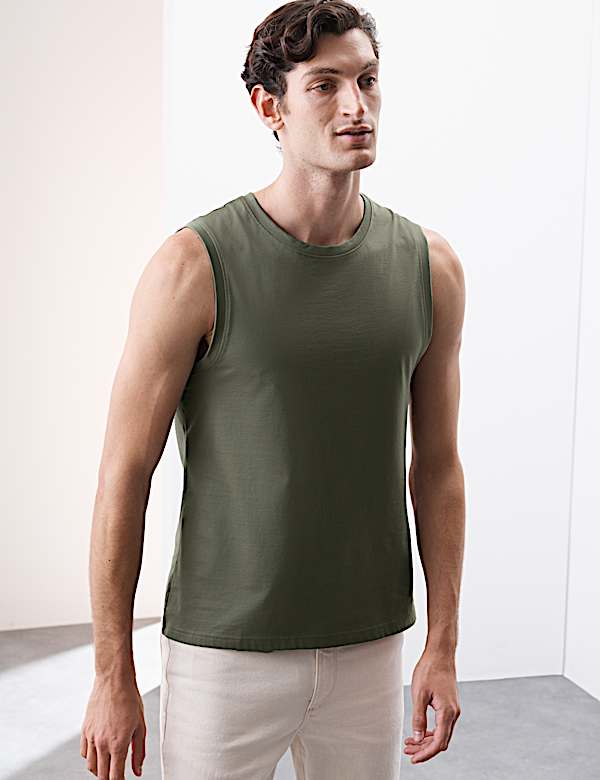 Pure Supima&reg; Cotton Crew Neck Vest - GR