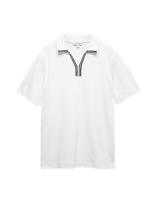 Pure Cotton Vertical Pointelle Polo Shirt