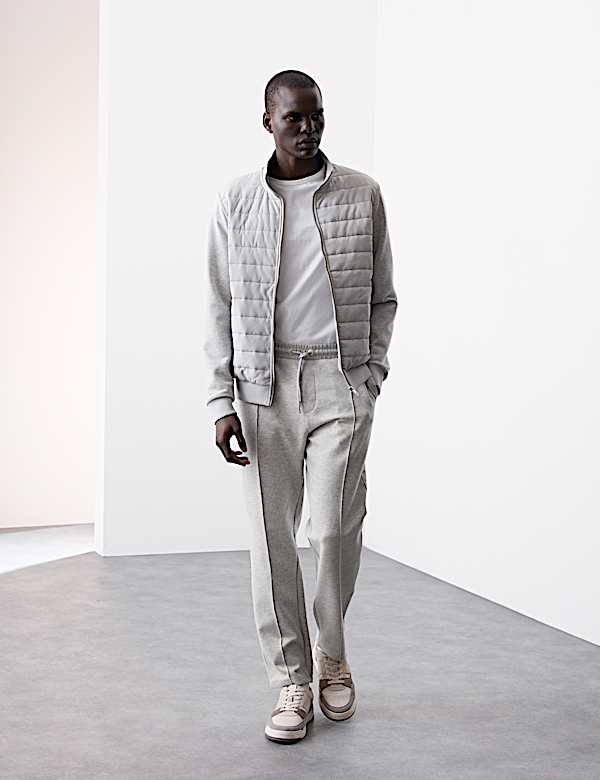 Cotton Rich Pintuck Straight Leg Joggers