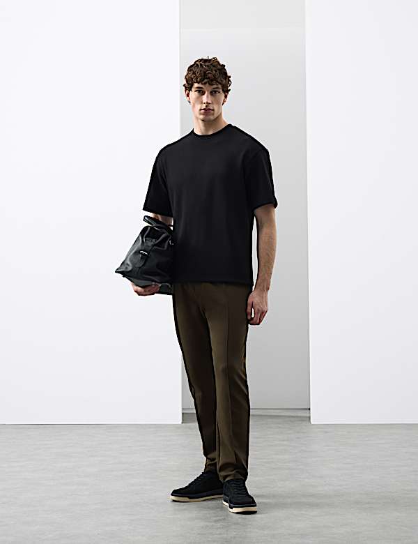 Παντελόνι φόρμας με ίσια μπατζάκια, πιέτες και υψηλή περιεκτικότητα σε βαμβάκι - GR