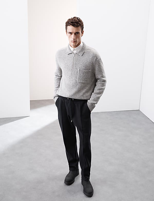 Cotton Rich Pintuck Straight Leg Joggers