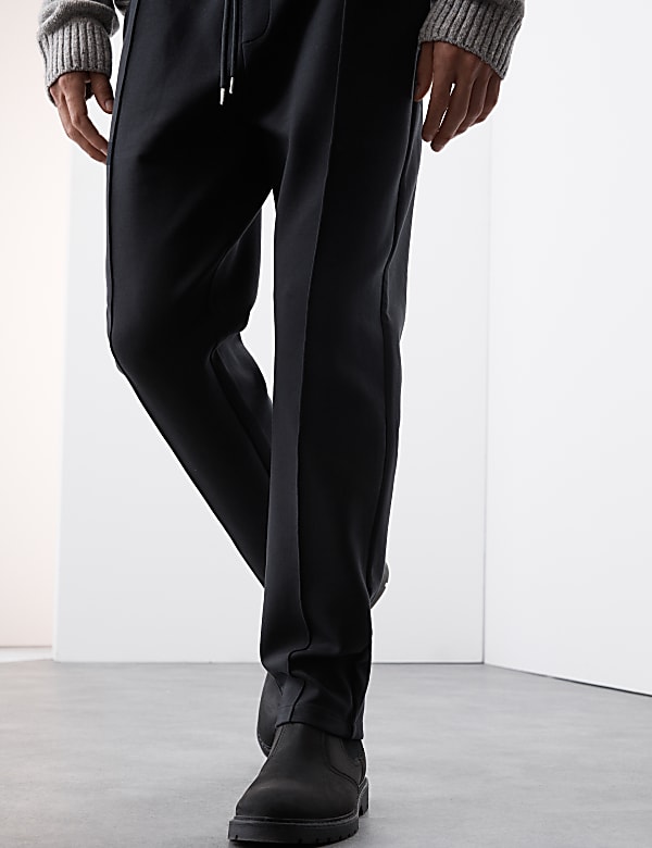 Cotton Rich Pintuck Straight Leg Joggers