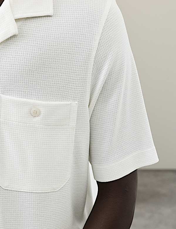 Relaxed Fit Modal Rich textured Button Through Polo - KR