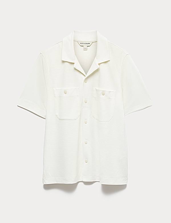 Relaxed Fit Modal Rich textured Button Through Polo - KR