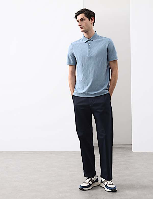 Pure Cotton Textured Polo Shirt
