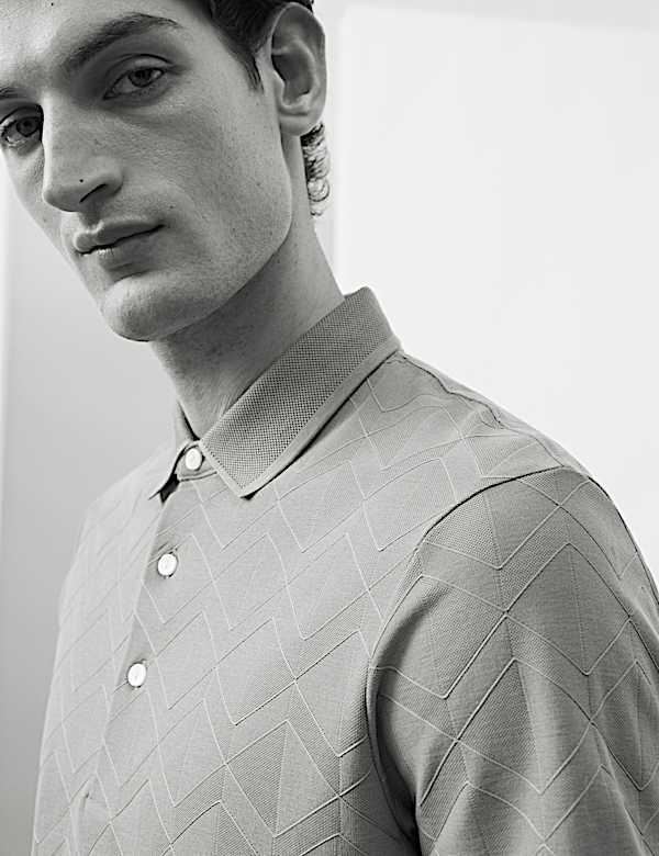 Pure Cotton Textured Polo Shirt