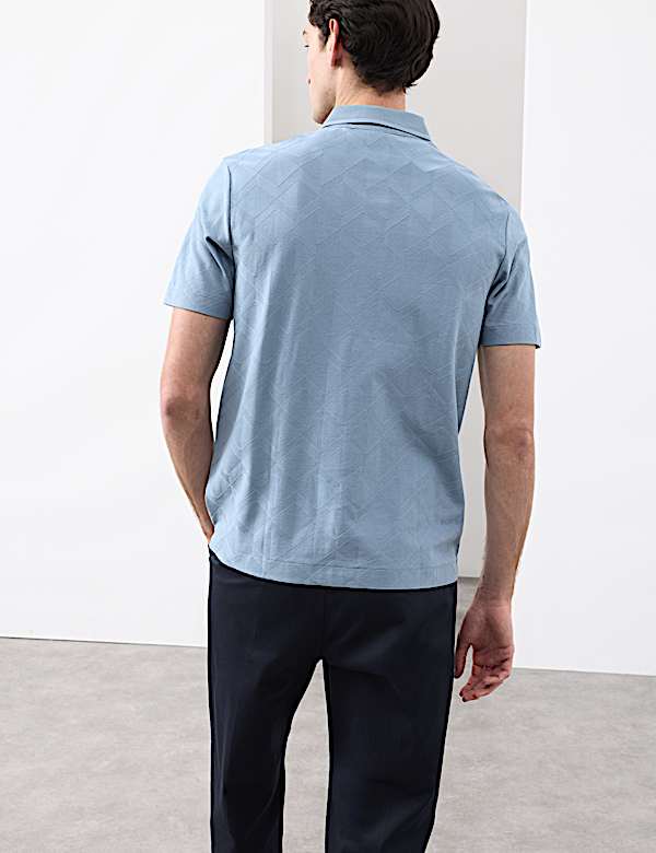 Pure Cotton Textured Polo Shirt