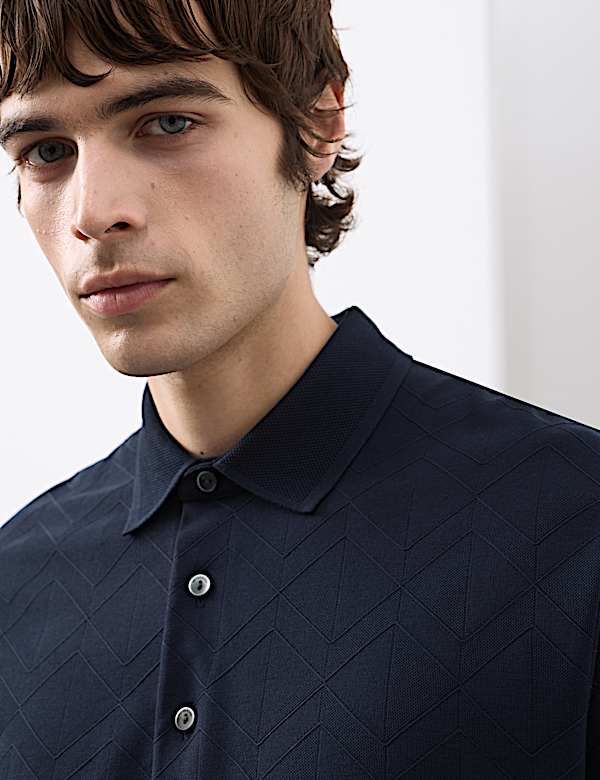 Pure Cotton Textured Polo Shirt