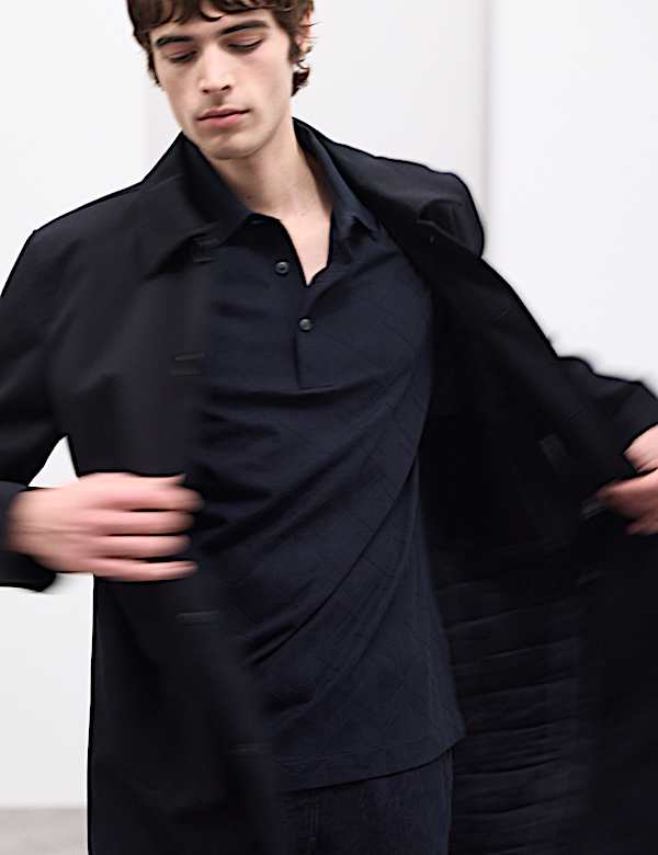 Pure Cotton Textured Polo Shirt