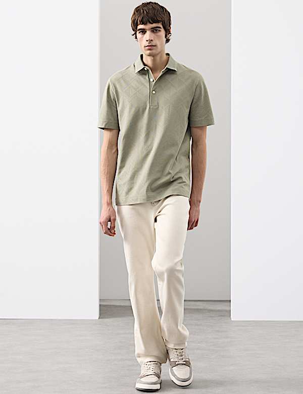 Pure Cotton Textured Polo Shirt - NL