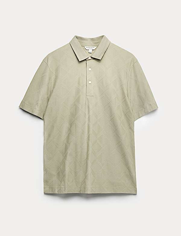 Pure Cotton Textured Polo Shirt - NL