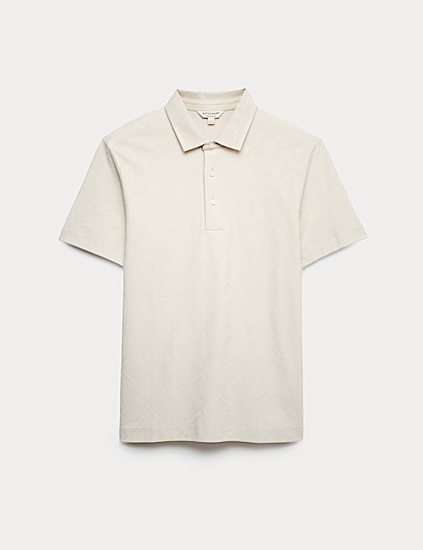 Pure Cotton Textured Polo Shirt - FI