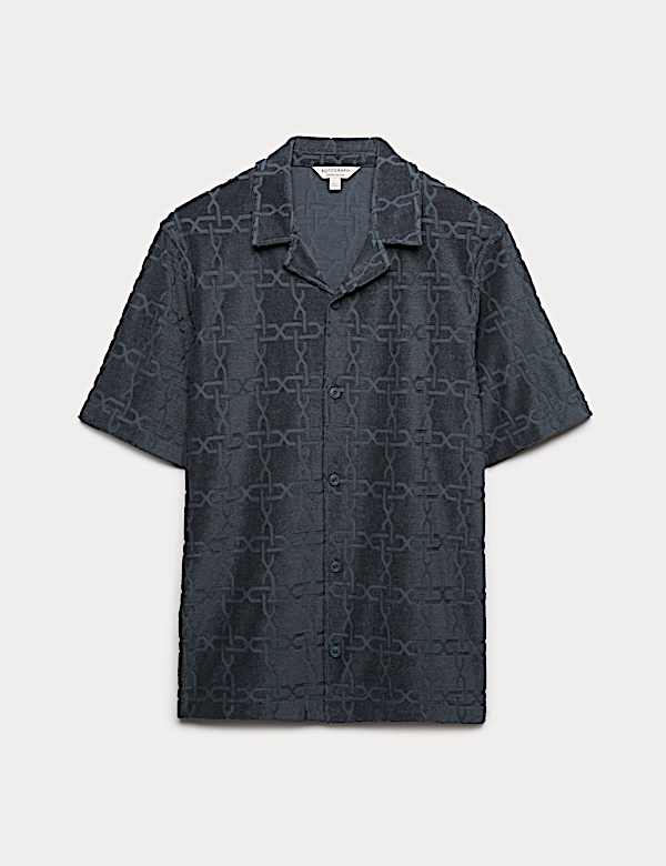 Cotton Rich Jacquard Towelling Revere Polo Shirt - EE