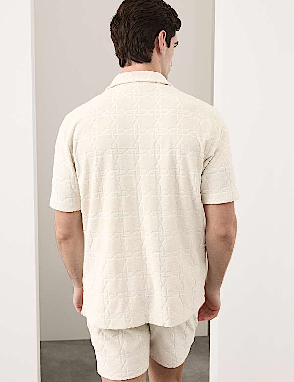 Cotton Rich Jacquard Towelling Revere Polo Shirt - AU