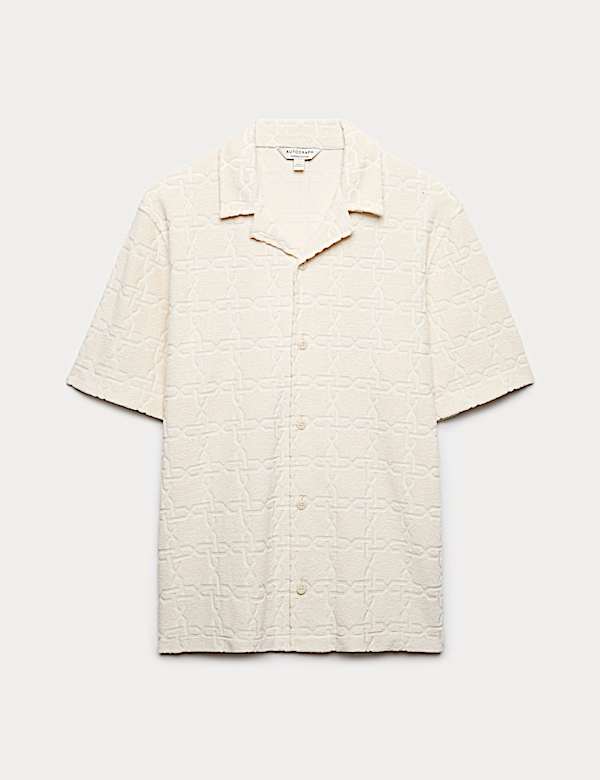 Cotton Rich Jacquard Towelling Revere Polo Shirt - AU