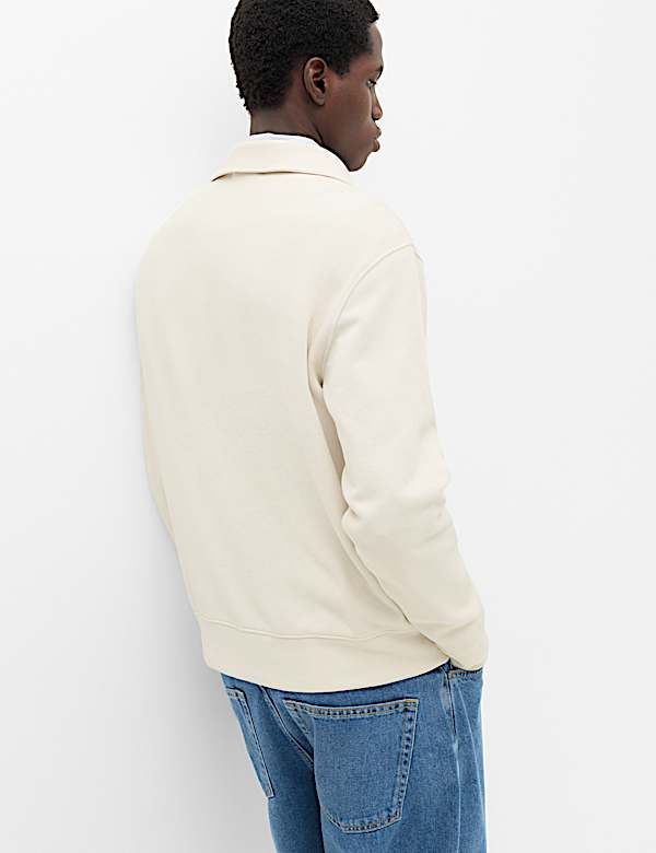 Cotton Rich Textured Half Zip Jumper