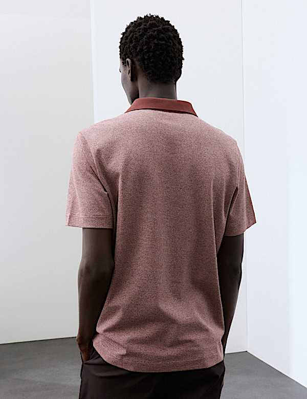 Pure Cotton Textured Polo Shirt