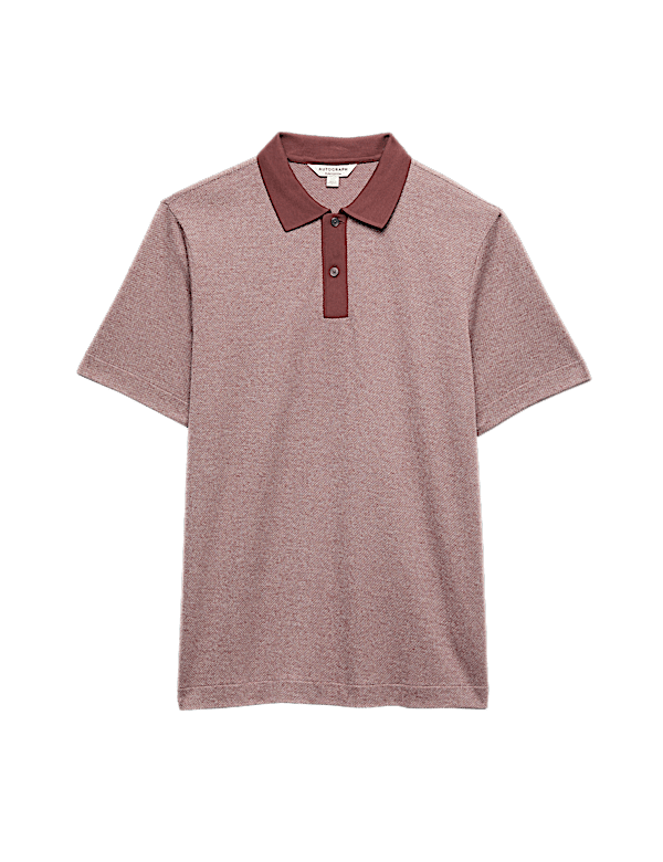 Pure Cotton Textured Polo Shirt