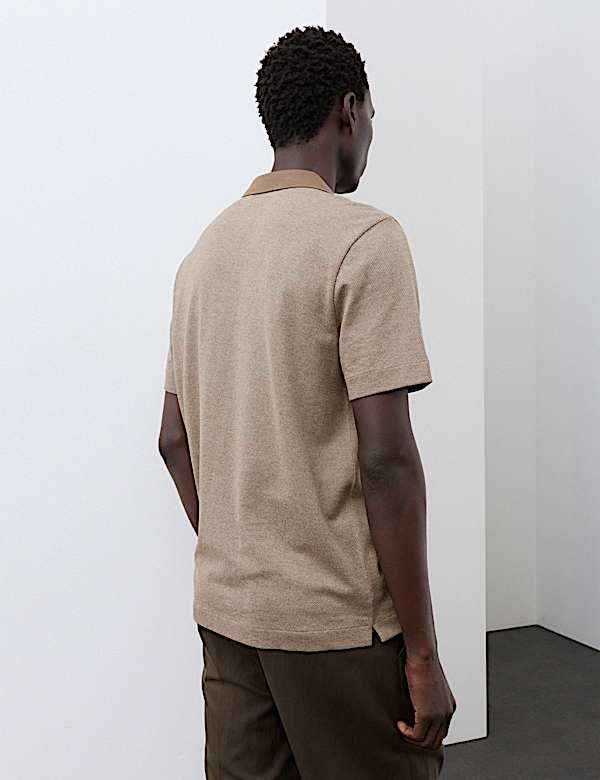 Pure Cotton Textured Polo Shirt - CA