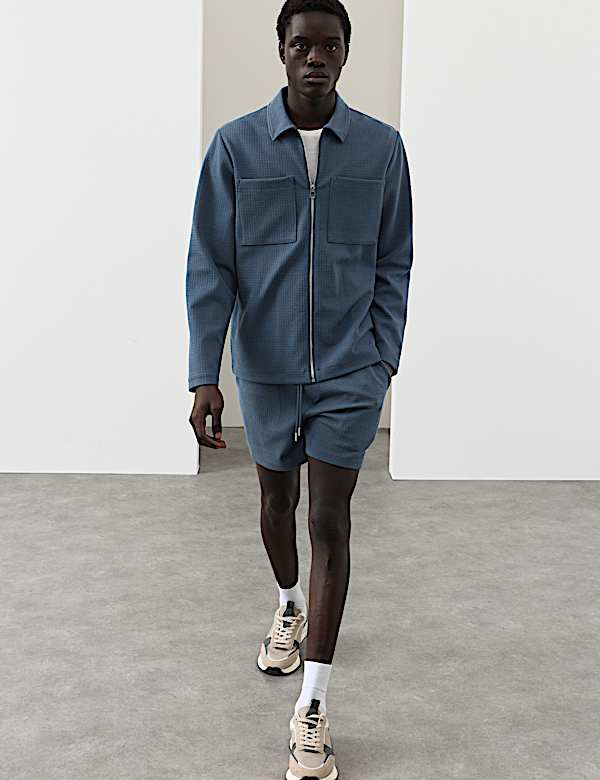 ז'קט בטקסטורה מתערובת כותנה עם רוכסן - IL