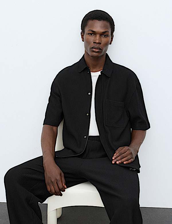 Cotton Rich Textured Zip Up Ottoman