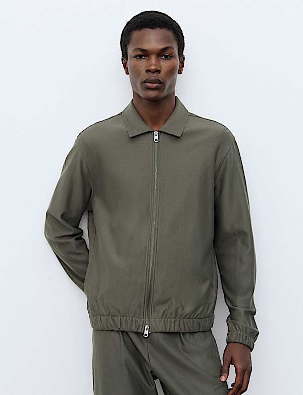 Pure Cotton Twill Zip Through Overshirt