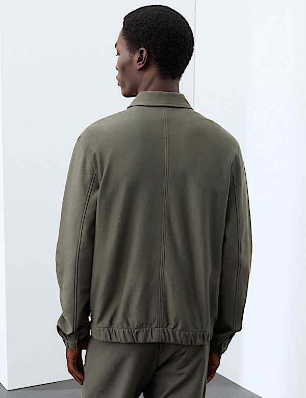Pure Cotton Twill Zip Through Overshirt