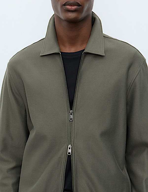 Pure Cotton Twill Zip Through Overshirt